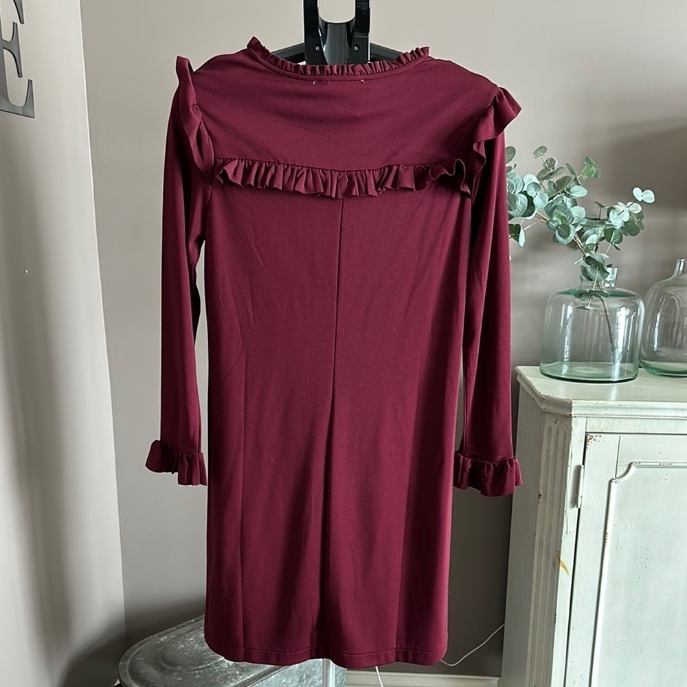 Philosophy NWT Burgundy Ruffle Long Sleeve Dress - Picture 2 of 4